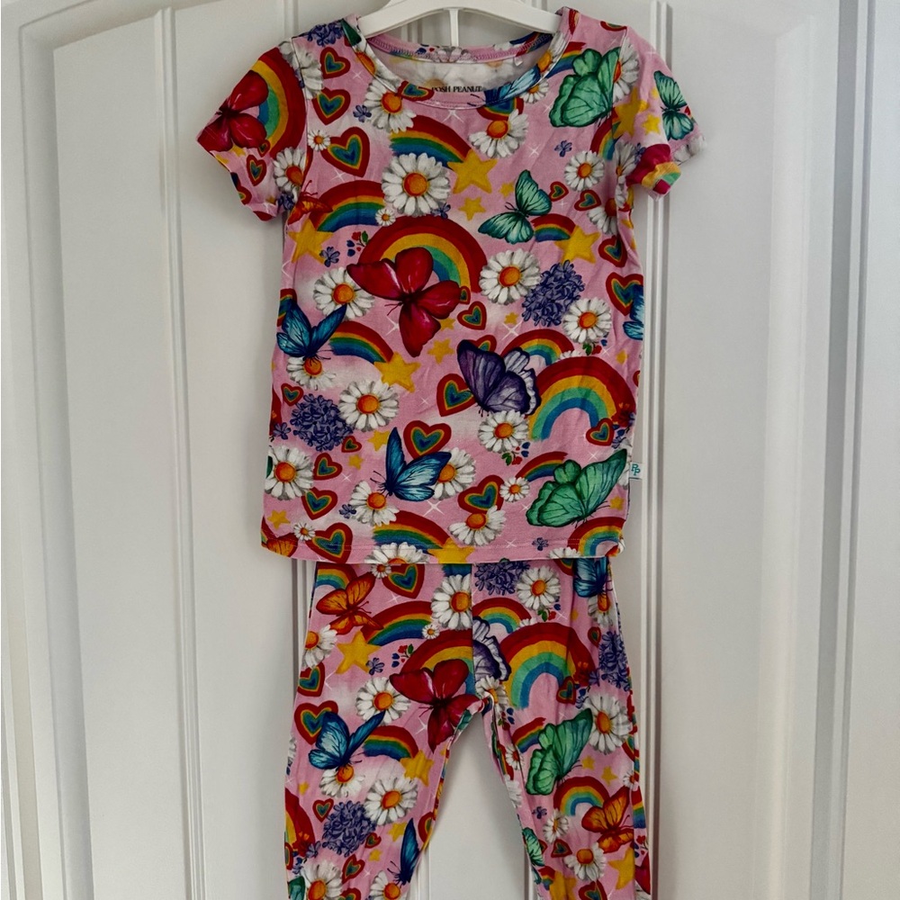 Posh Peanut Raina Rainbow, Butterfly & Floral Pajama Set